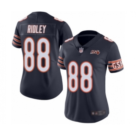 Women's Chicago Bears #88 Riley Ridley Navy Blue Team Color 100th Season Limited Football Jersey - Ujersey