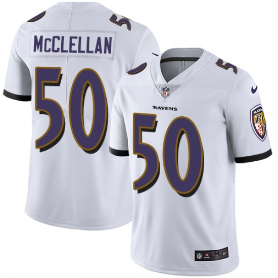 Men's Nike Baltimore Ravens #50 Albert McClellan White Vapor Untouchable Limited Player NFL Jersey - Ujersey