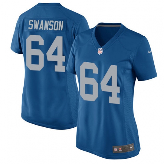 Women's Nike Detroit Lions #64 Travis Swanson Game Blue Alternate NFL Jersey - Ujersey