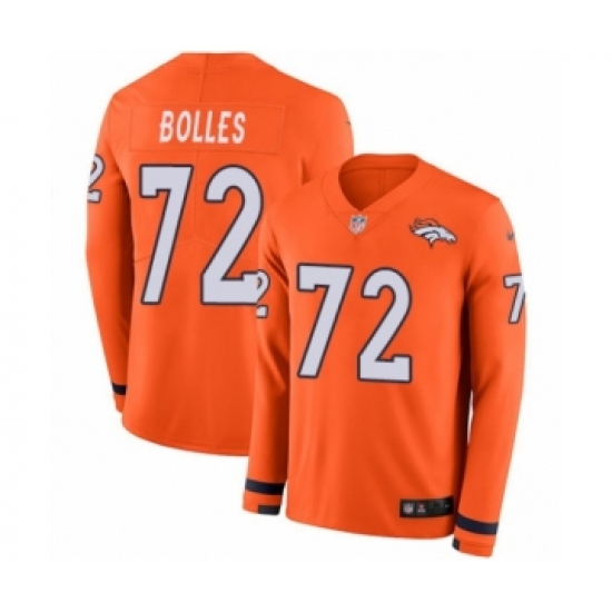 Men's Nike Denver Broncos #72 Garett Bolles Limited Orange Therma Long Sleeve NFL Jersey - Ujersey