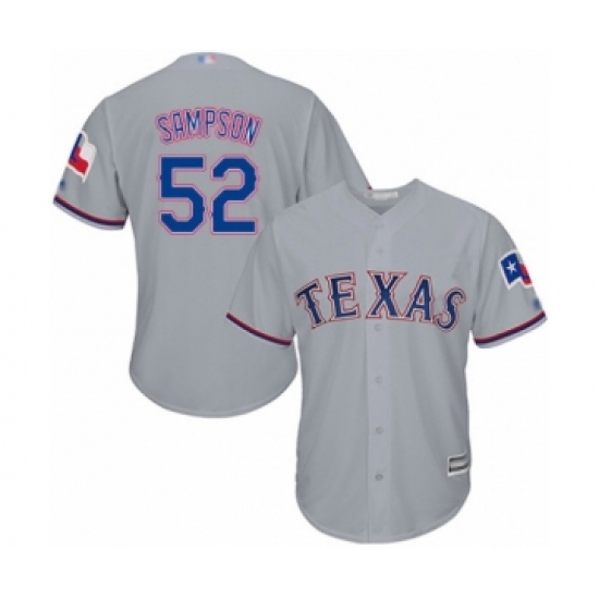 Youth Texas Rangers #52 Adrian Sampson Authentic Grey Road Cool Base Baseball Player Jersey - Ujersey