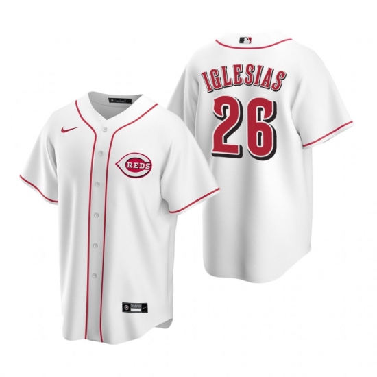 Men's Nike Cincinnati Reds #26 Raisel Iglesias White Home Stitched Baseball Jersey - Ujersey