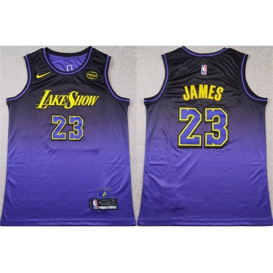 Men's Los Angeles Lakers #23 LeBron James Purple 2024 Stitched Basketball Jersey - Ujersey