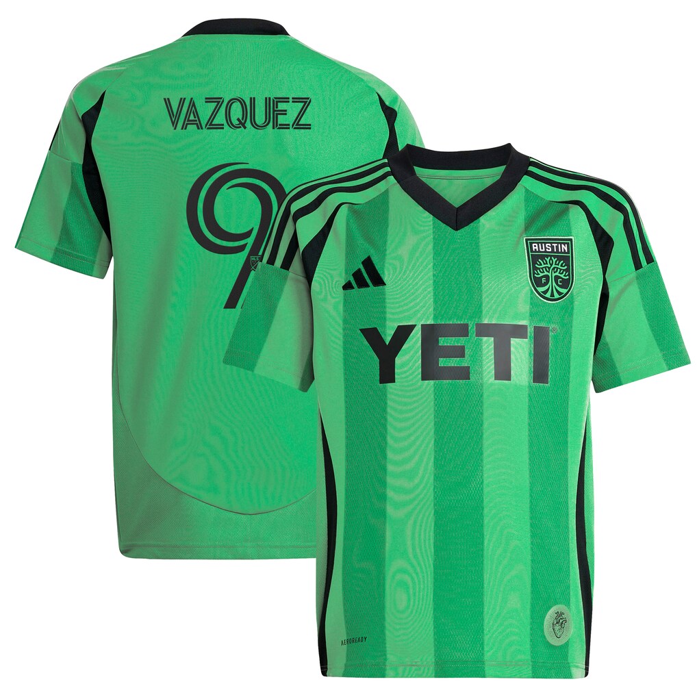 Women's Austin FC Brandon Vazquez adidas Green 2025 The Heartbeat Kit Replica Player Jersey - Ujersey