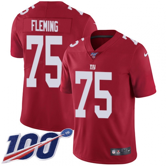 Youth New York Giants #75 Cameron Fleming Red Alternate Stitched 100th Season Vapor Untouchable Limited Jersey - Ujersey