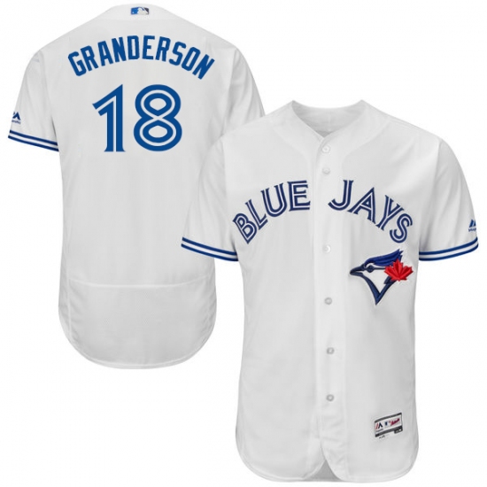 Men's Majestic Toronto Blue Jays #18 Curtis Granderson White Home Flex Base Authentic Collection MLB Jersey - Ujersey