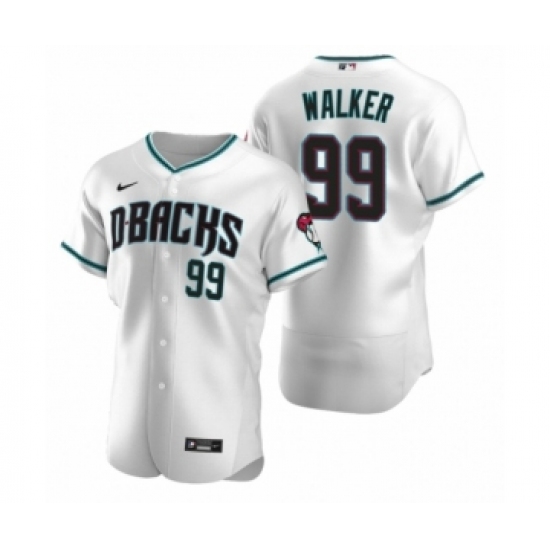Men's Arizona Diamondbacks #99 Taijuan Walker Nike White Teal Authentic 2020 Alternate Jersey - Ujersey