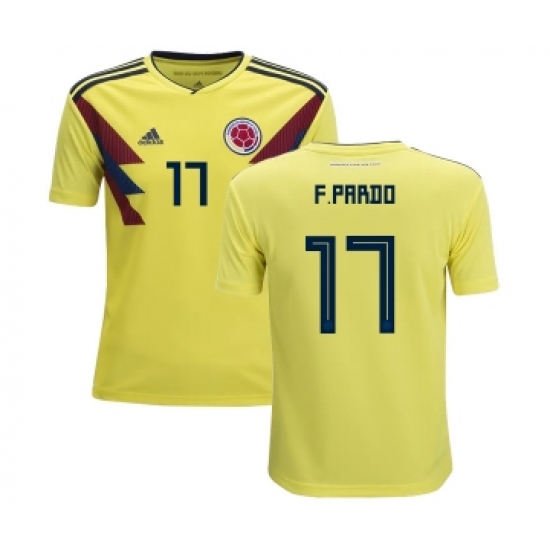Colombia #17 F.Pardo Home Kid Soccer Country Jersey
