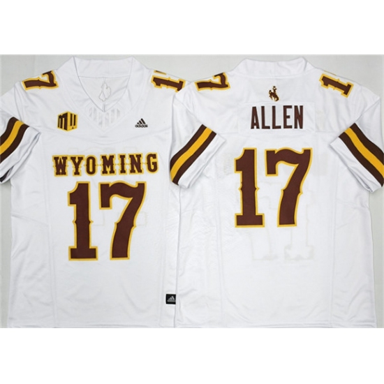 Men's Wyoming Cowboys #17 Josh Allen White 2026 F.U.S.E. Stitched College Football Jersey - Ujersey