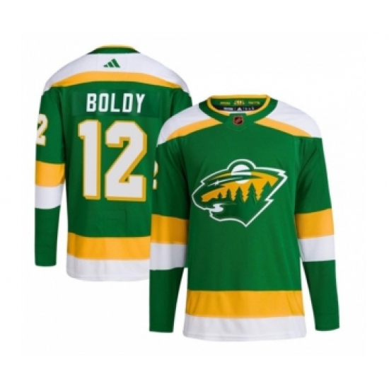 Men's Minnesota Wild #12 Matt Boldy Green 2022-23 Reverse Retro Stitched Jersey - Ujersey