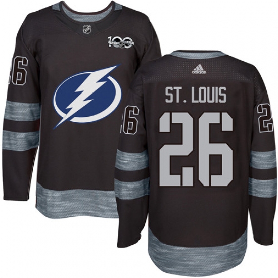 Men's Adidas Tampa Bay Lightning #26 Martin St. Louis Authentic Black 1917-2017 100th Anniversary NHL Jersey - Ujersey