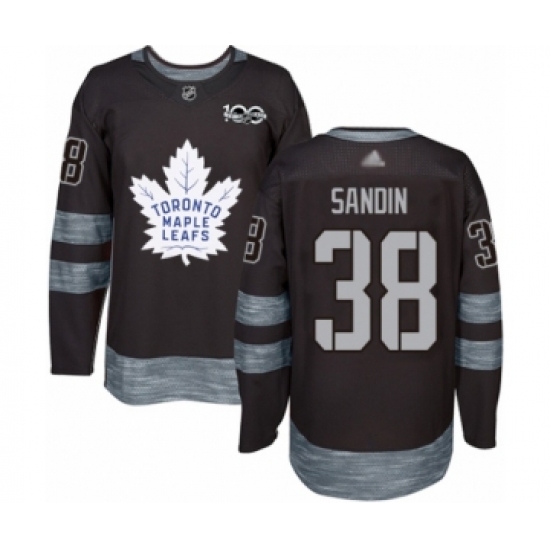 Men's Toronto Maple Leafs #38 Rasmus Sandin Authentic Black 1917-2017 100th Anniversary Hockey Jersey - Ujersey