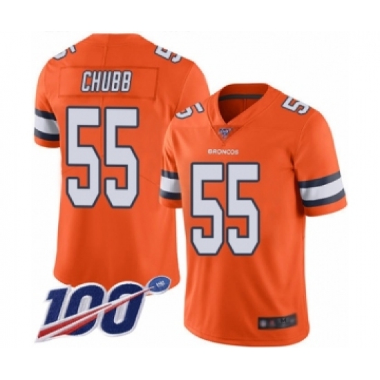 Men's Denver Broncos #55 Bradley Chubb Limited Orange Rush Vapor Untouchable 100th Season Football Jersey - Ujersey