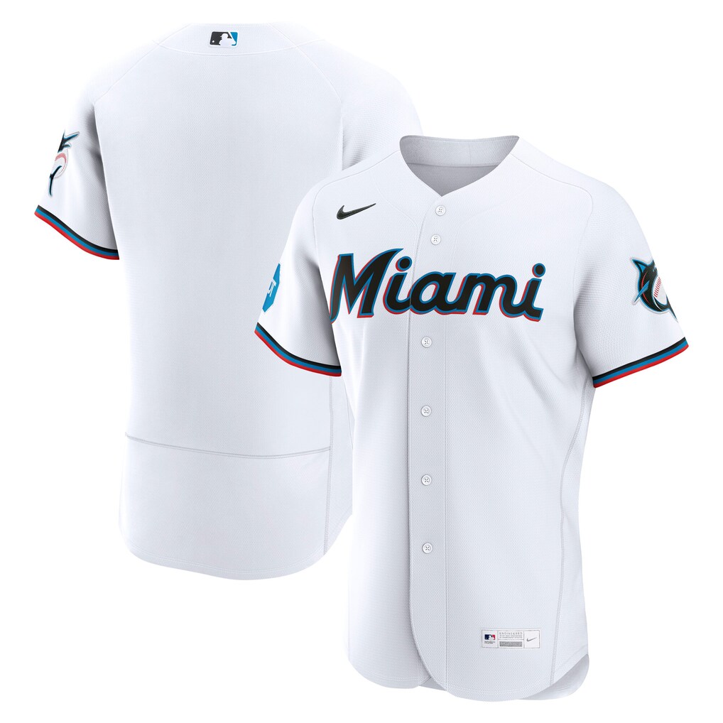 Men's Miami Marlins Nike White Home Authentic Jersey - Ujersey