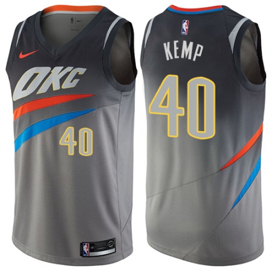 Men's Nike Oklahoma City Thunder #40 Shawn Kemp Swingman Gray NBA Jersey - City Edition - Ujersey