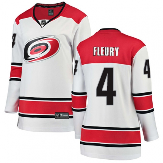Women's Carolina Hurricanes #4 Haydn Fleury Authentic White Away Fanatics Branded Breakaway NHL Jersey - Ujersey