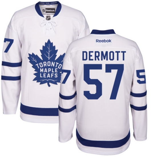 Men's Reebok Toronto Maple Leafs #57 Travis Dermott Authentic White Away NHL Jersey - Ujersey