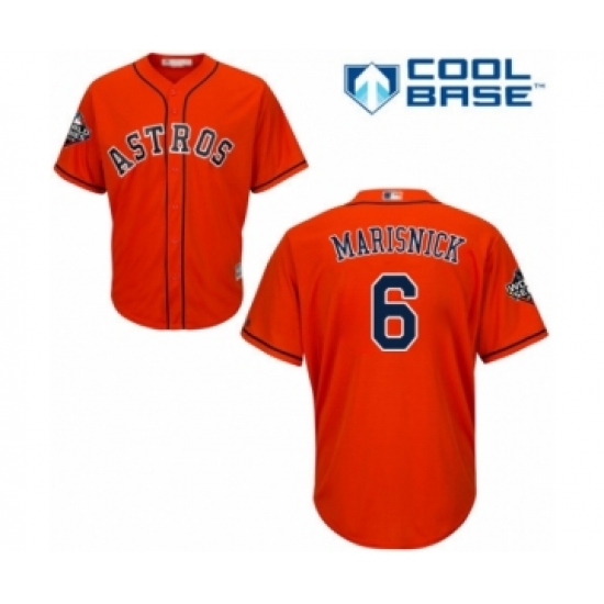 Youth Houston Astros #6 Jake Marisnick Authentic Orange Alternate Cool Base 2019 World Series Bound Baseball Jersey - Ujersey
