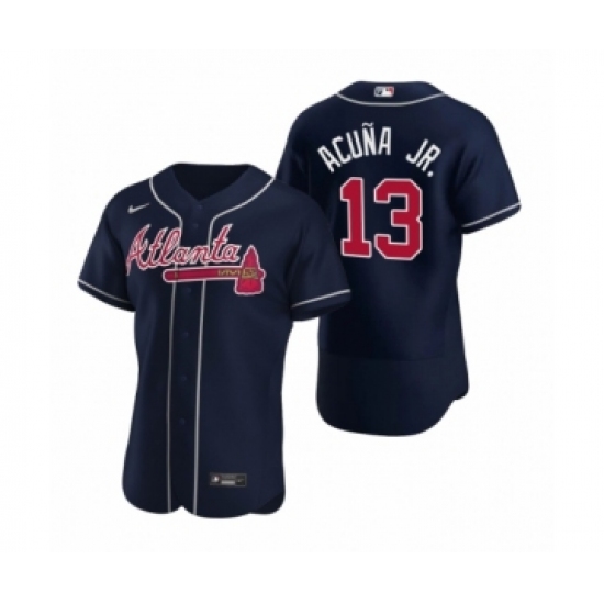 Men's Atlanta Braves #13 Ronald Acuna Jr. Nike Navy Authentic 2020 Alternate Jersey - Ujersey