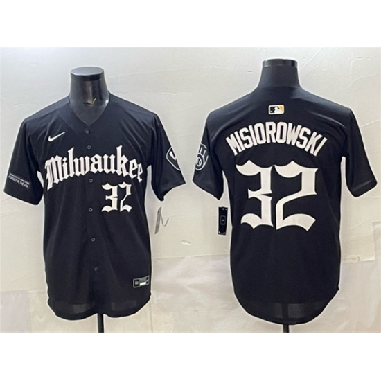 Men's Milwaukee Brewers #32 Jacob Misiorowski Black 'Gothic 414 Shadows Edition' Vapor Premier Limited Stitched Jersey - Ujersey