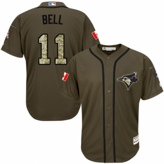 Youth Majestic Toronto Blue Jays #11 George Bell Authentic Green Salute to Service MLB Jersey - Ujersey