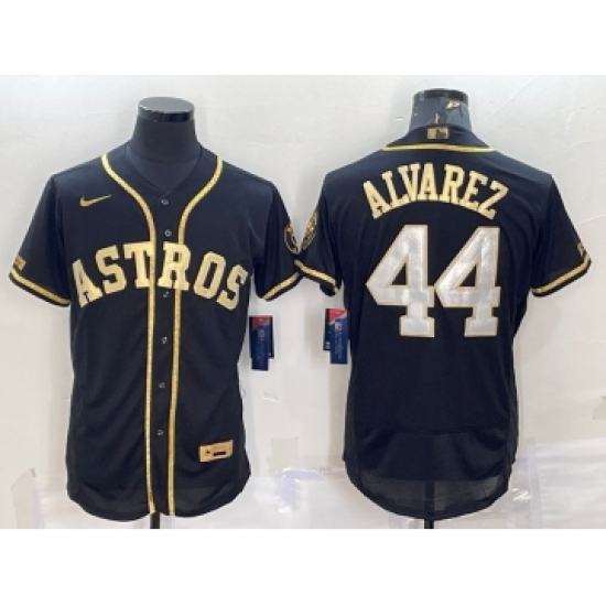 Men's Houston Astros #44 Yordan Alvarez Black Gold Flex Base Stitched Jersey - Ujersey