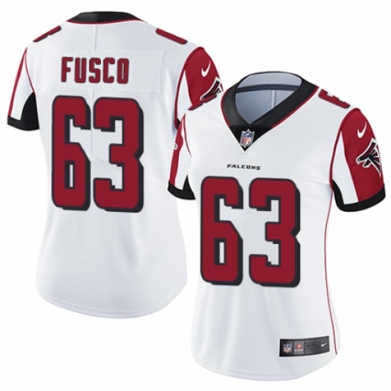 Women's Nike Atlanta Falcons #63 Brandon Fusco White Vapor Untouchable Limited Player NFL Jersey - Ujersey
