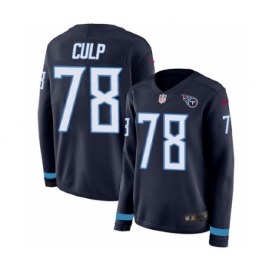 Women's Nike Tennessee Titans #78 Curley Culp Limited Navy Blue Therma Long Sleeve NFL Jersey - Ujersey