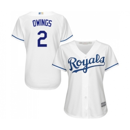 Women's Kansas City Royals #2 Chris Owings Replica White Home Cool Base Baseball Jersey