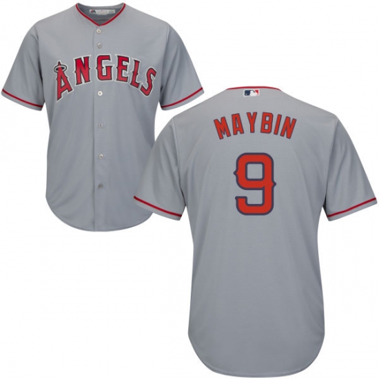 Youth Majestic Los Angeles Angels of Anaheim #9 Cameron Maybin Authentic Grey Road Cool Base MLB Jersey - Ujersey