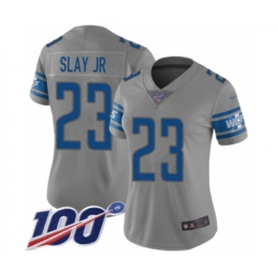 Women's Detroit Lions #23 Darius Slay Limited Gray Inverted Legend 100th Season Football Jersey - Ujersey