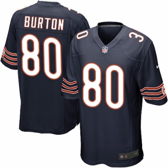 Men's Nike Chicago Bears #80 Trey Burton Game Navy Blue Team Color NFL Jersey - Ujersey