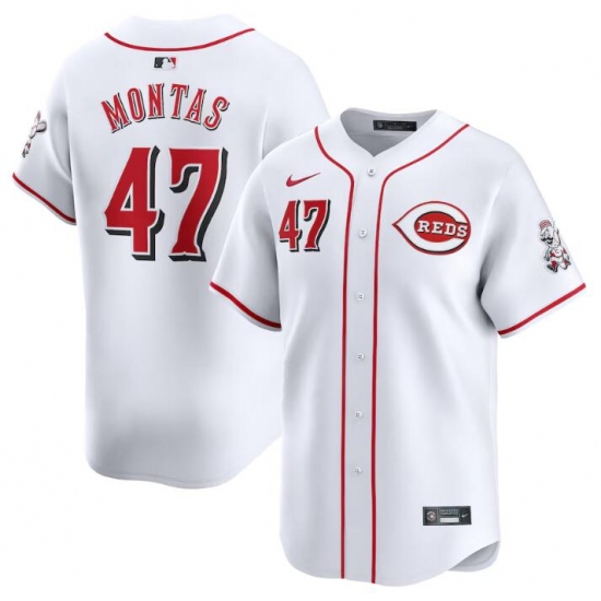 Men's Cincinnati Reds #47 Frankie Montas White Home Limited Stitched Baseball Jersey - Ujersey