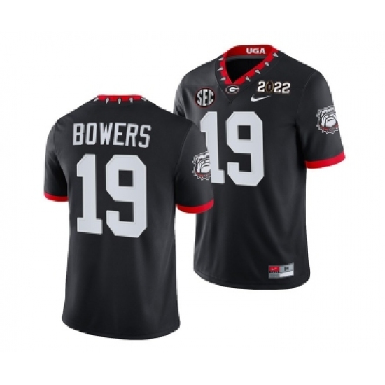 Men’s Georgia Bulldogs #19 Brock Bowers 2022 Patch Black College Football Stitched Jersey - Ujersey