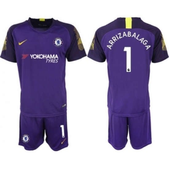Chelsea #1 Arrizabalaga Purple Goalkeeper Soccer Club Jersey