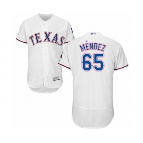 Men's Texas Rangers #65 Yohander Mendez White Home Flex Base Authentic Collection Baseball Player Jersey - Ujersey