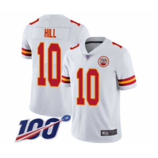 Men's Kansas City Chiefs #10 Tyreek Hill White Vapor Untouchable Limited Player 100th Season Football Jersey - Ujersey