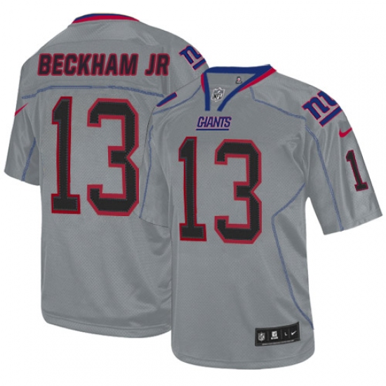 Men's Nike New York Giants #13 Odell Beckham Jr Elite Lights Out Grey NFL Jersey - Ujersey
