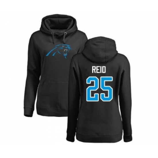 Football Women's Carolina Panthers #25 Eric Reid Black Name & Number Logo Pullover Hoodie - Ujersey