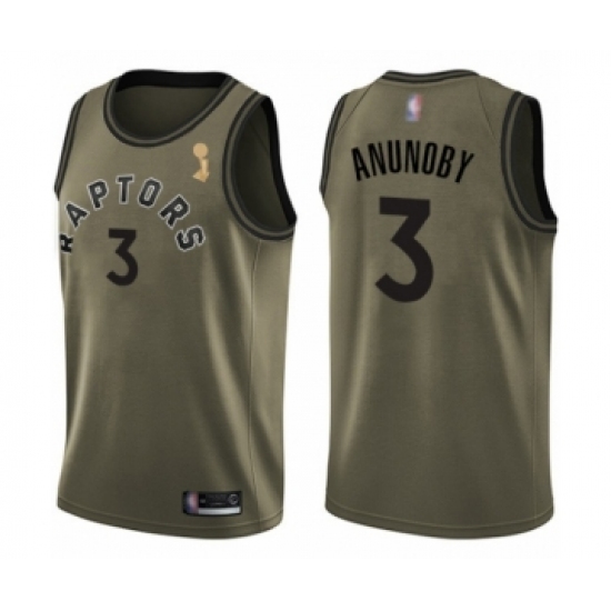 Men's Toronto Raptors #3 OG Anunoby Swingman Green Salute to Service 2019 Basketball Finals Champions Jersey - Ujersey