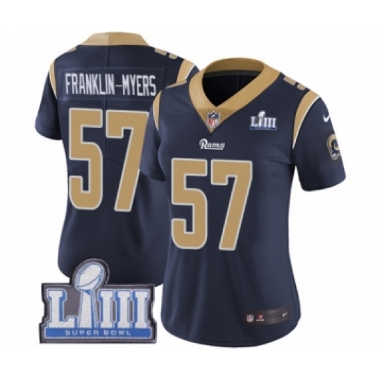 Women's Nike Los Angeles Rams #57 John Franklin-Myers Navy Blue Team Color Vapor Untouchable Limited Player Super Bowl LIII Bound NFL Jersey - Ujersey