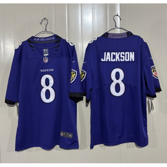 Men's Baltimore Ravens #8 Lamar Jackson Purple 2026 Alternate Vapor Limited Football Stitched Jersey - Ujersey