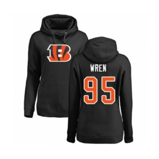 Football Women's Cincinnati Bengals #95 Renell Wren Black Name & Number Logo Pullover Hoodie - Ujersey