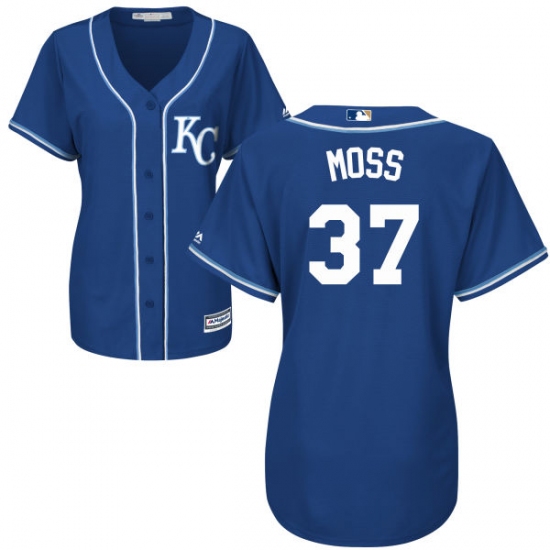 Women's Majestic Kansas City Royals #37 Brandon Moss Authentic Blue Alternate 2 Cool Base MLB Jersey - Ujersey