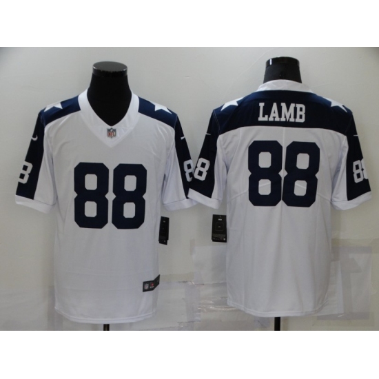 Men's Dallas Cowboys #88 CeeDee Lamb White Thanksgiving Throwback Limited Jersey - Ujersey