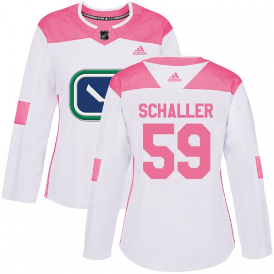 Women's Adidas Vancouver Canucks #59 Tim Schaller Authentic White Pink Fashion NHL Jersey - Ujersey