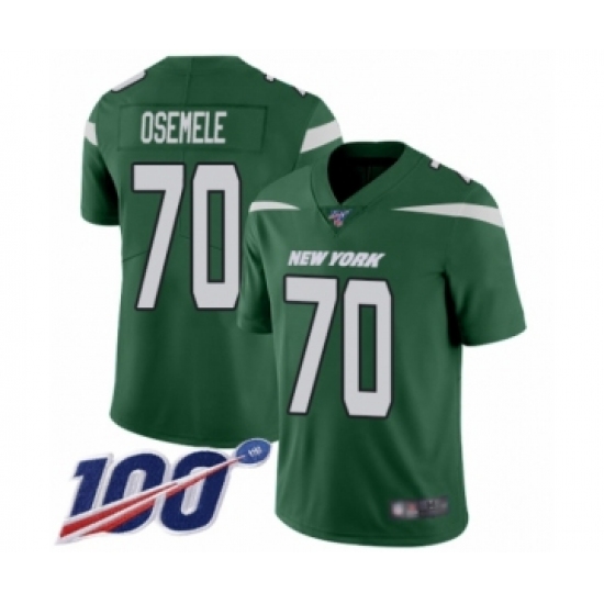 Men's New York Jets #70 Kelechi Osemele Green Team Color Vapor Untouchable Limited Player 100th Season Football Jersey - Ujersey