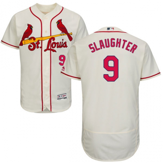 Men's Majestic St. Louis Cardinals #9 Enos Slaughter Cream Alternate Flex Base Authentic Collection MLB Jersey - Ujersey