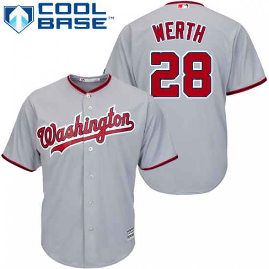Youth Majestic Washington Nationals #28 Jayson Werth Authentic Grey Road Cool Base MLB Jersey - Ujersey
