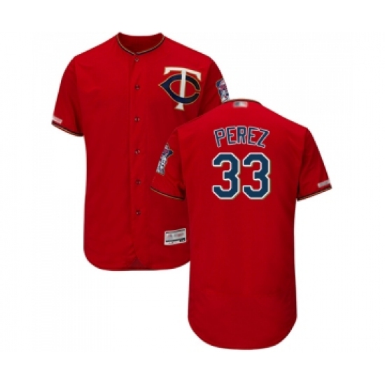 Men's Minnesota Twins #33 Martin Perez Scarlet Alternate Flex Base Authentic Collection Baseball Jersey - Ujersey